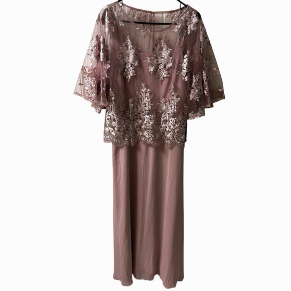 Dresses & Skirts - Mother of the Bride dress- full length size 12 NWT rose color, lace overlay